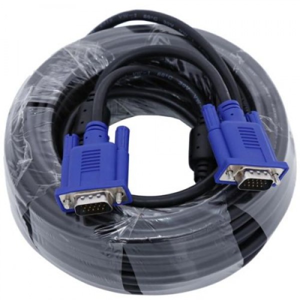 20m VGA Cable Male to Male High Quality 3+4 Double Shielded 15pin D-Sub Black